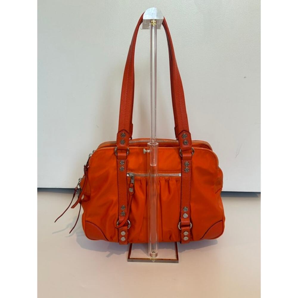 MZ Wallace Orange Nylon Pleated Crossbody Tote - Picture 2 of 11